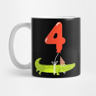 Kids 4th Birthday Shirt  4 Year Old Alligator Crocodile Mug